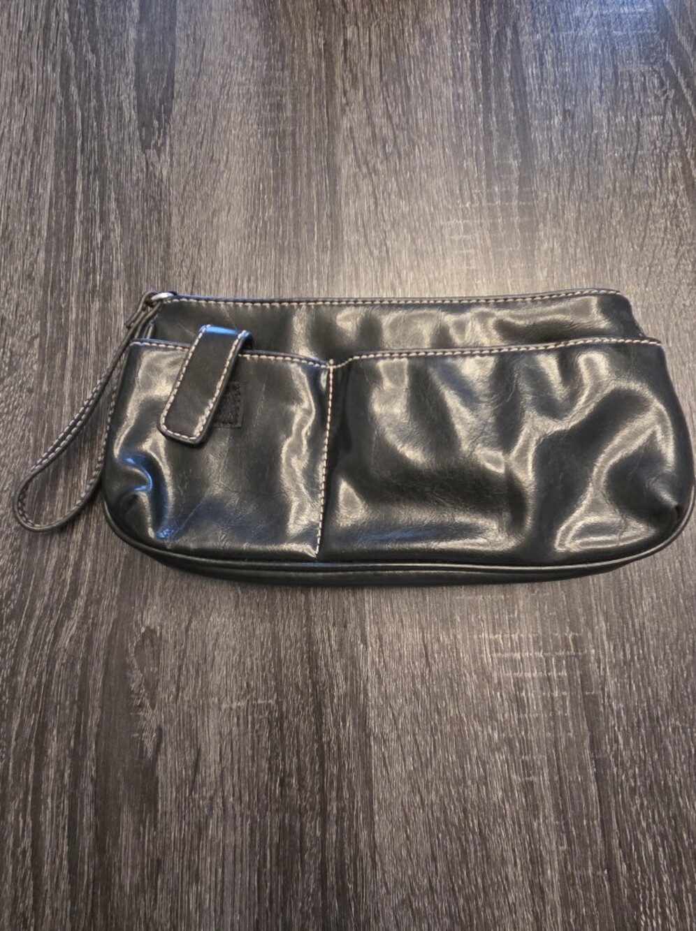 Womens Black Leather Wristlet Clutch - Sleek Everyday Carry